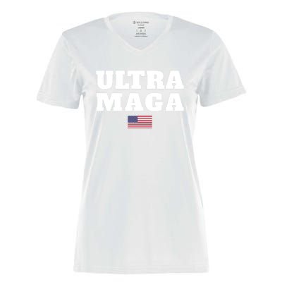 Ultra MAGA American Flag Women's Momentum V-Neck T-Shirt