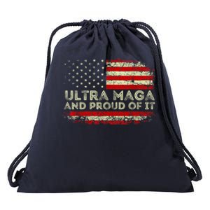 Ultra Mega And Proud Of It America Flag Design Drawstring Bag