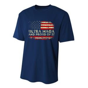 Ultra Mega And Proud Of It America Flag Design Performance Sprint T-Shirt