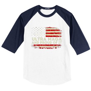 Ultra Mega And Proud Of It America Flag Design Baseball Sleeve Shirt