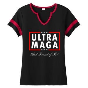 Ultra MAGA And Proud Of It Trump 2024 Anti Biden Ladies Halftime Notch Neck Tee