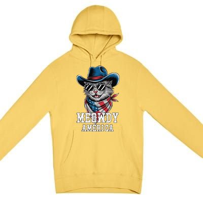 Usa Meowdy America Cat 4th Of July Funny Patriotic Premium Pullover Hoodie