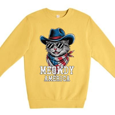 Usa Meowdy America Cat 4th Of July Funny Patriotic Premium Crewneck Sweatshirt