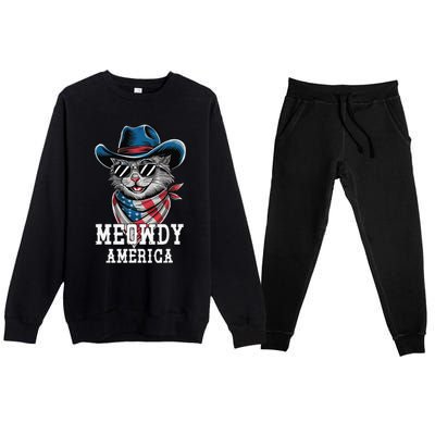 Usa Meowdy America Cat 4th Of July Funny Patriotic Premium Crewneck Sweatsuit Set