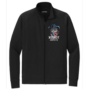 Usa Meowdy America Cat 4th Of July Funny Patriotic Stretch Full-Zip Cadet Jacket