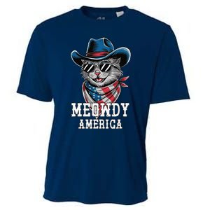 Usa Meowdy America Cat 4th Of July Funny Patriotic Cooling Performance Crew T-Shirt