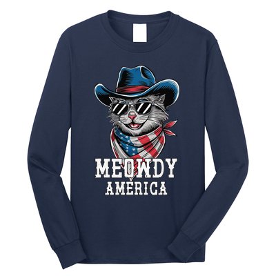 Usa Meowdy America Cat 4th Of July Funny Patriotic Long Sleeve Shirt