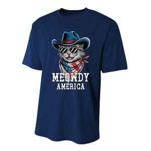 Usa Meowdy America Cat 4th Of July Funny Patriotic Performance Sprint T-Shirt