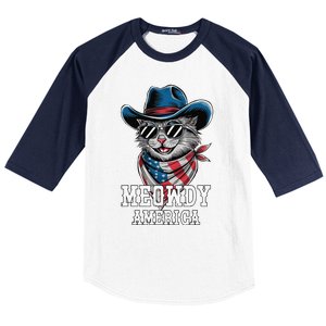 Usa Meowdy America Cat 4th Of July Funny Patriotic Baseball Sleeve Shirt