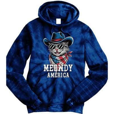 Usa Meowdy America Cat 4th Of July Funny Patriotic Tie Dye Hoodie