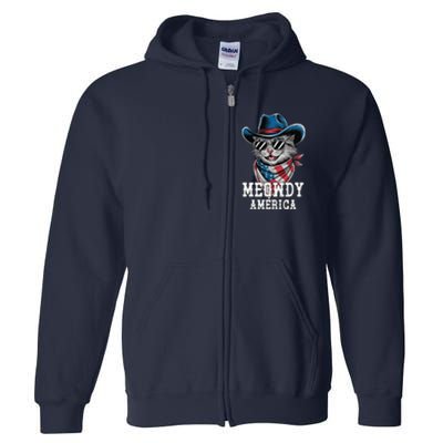 Usa Meowdy America Cat 4th Of July Funny Patriotic Full Zip Hoodie