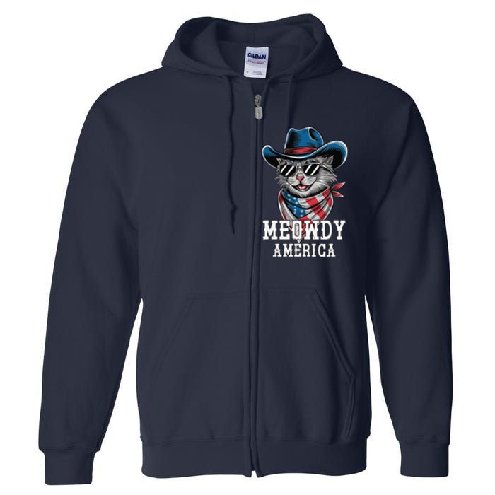 Usa Meowdy America Cat 4th Of July Funny Patriotic Full Zip Hoodie