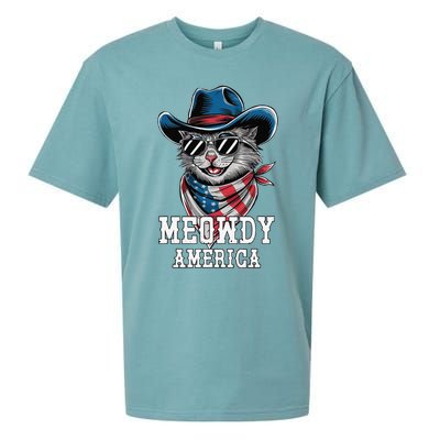 Usa Meowdy America Cat 4th Of July Funny Patriotic Sueded Cloud Jersey T-Shirt