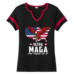 Ultra Maga And Proud Of It USA Eagle Ladies Halftime Notch Neck Tee