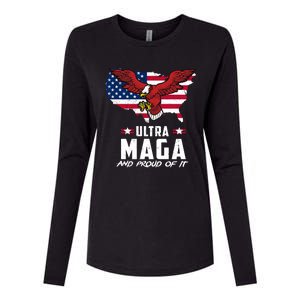 Ultra Maga And Proud Of It USA Eagle Womens Cotton Relaxed Long Sleeve T-Shirt