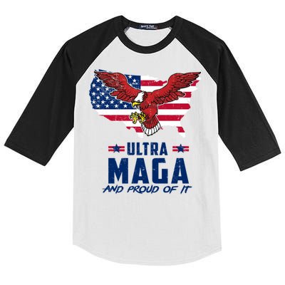Ultra Maga And Proud Of It USA Eagle Kids Colorblock Raglan Jersey