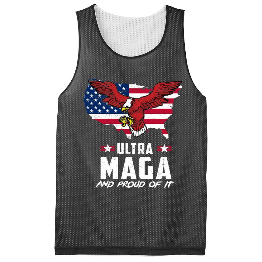 Ultra Maga And Proud Of It USA Eagle Mesh Reversible Basketball Jersey Tank