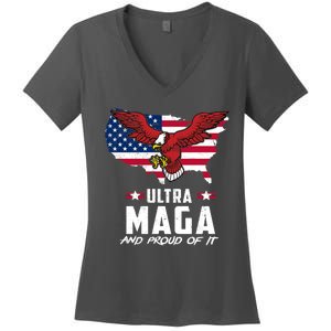 Ultra Maga And Proud Of It USA Eagle Women's V-Neck T-Shirt