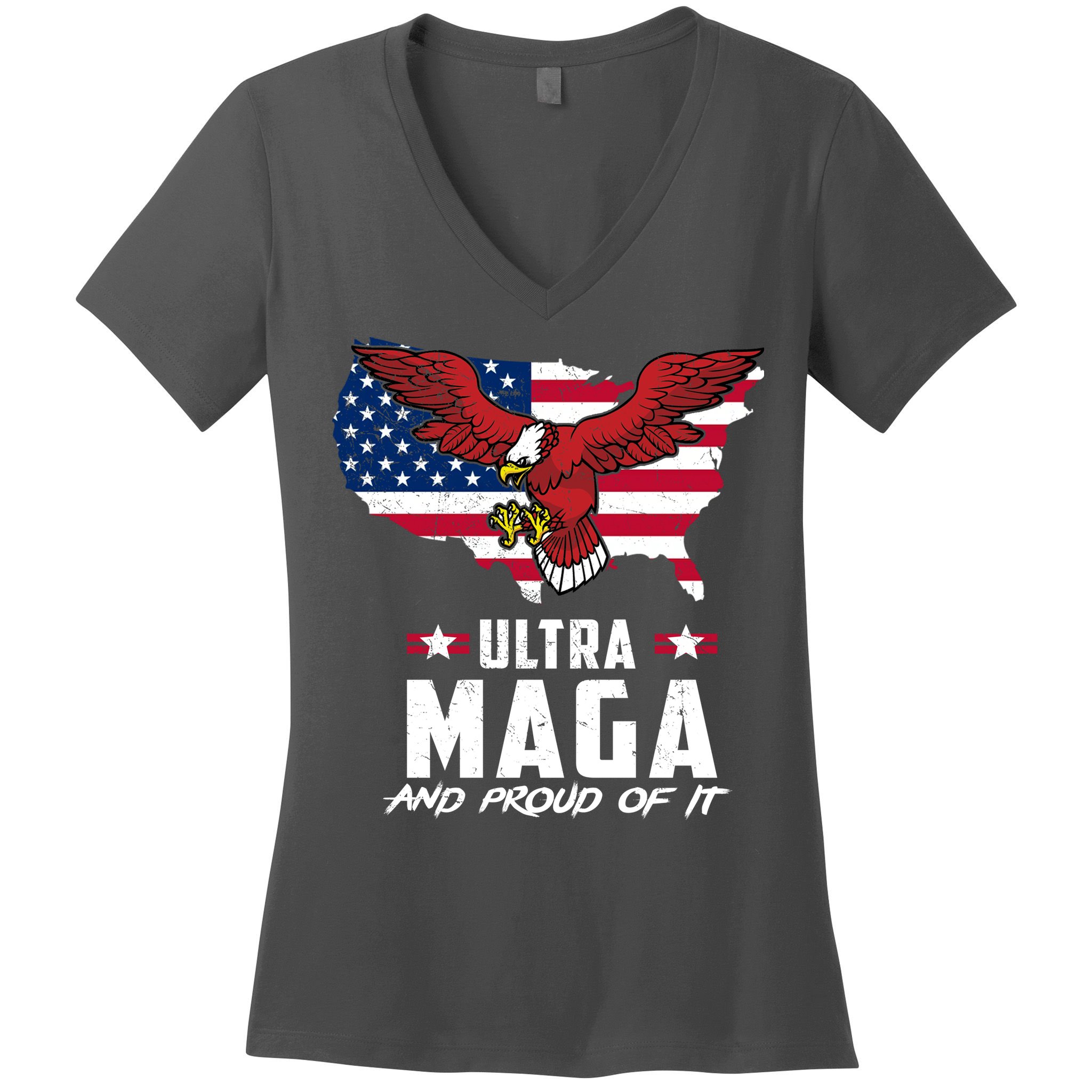 Ultra Maga And Proud Of It USA Eagle Women's V-Neck T-Shirt