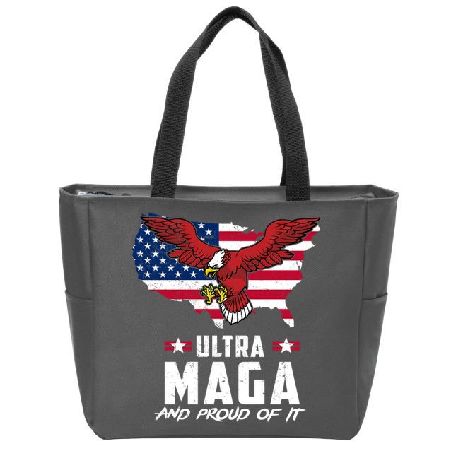 Ultra Maga And Proud Of It USA Eagle Zip Tote Bag