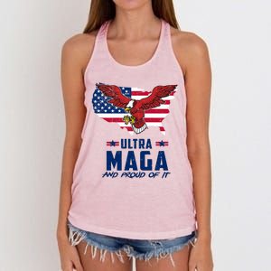 Ultra Maga And Proud Of It USA Eagle Women's Knotted Racerback Tank