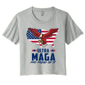 Ultra Maga And Proud Of It USA Eagle Women's Crop Top Tee