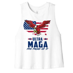 Ultra Maga And Proud Of It USA Eagle Women's Racerback Cropped Tank