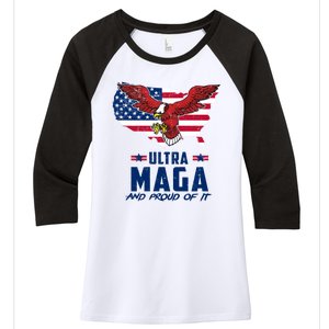 Ultra Maga And Proud Of It USA Eagle Women's Tri-Blend 3/4-Sleeve Raglan Shirt