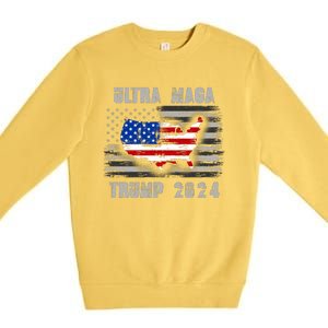 Ultra MAGA Betsy USA Flag Trump 2024 Anti Biden Premium Crewneck Sweatshirt