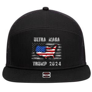 Ultra MAGA Betsy USA Flag Trump 2024 Anti Biden 7 Panel Mesh Trucker Snapback Hat