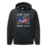 Ultra MAGA Betsy USA Flag Trump 2024 Anti Biden Performance Fleece Hoodie