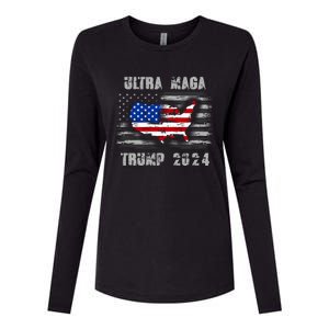 Ultra MAGA Betsy USA Flag Trump 2024 Anti Biden Womens Cotton Relaxed Long Sleeve T-Shirt