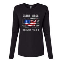 Ultra MAGA Betsy USA Flag Trump 2024 Anti Biden Womens Cotton Relaxed Long Sleeve T-Shirt