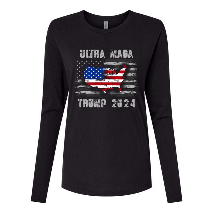 Ultra MAGA Betsy USA Flag Trump 2024 Anti Biden Womens Cotton Relaxed Long Sleeve T-Shirt