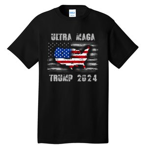 Ultra MAGA Betsy USA Flag Trump 2024 Anti Biden Tall T-Shirt