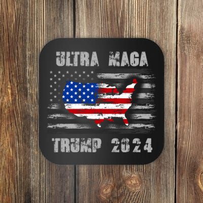 Ultra MAGA Betsy USA Flag Trump 2024 Anti Biden Coaster