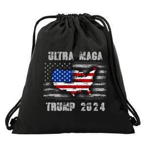 Ultra MAGA Betsy USA Flag Trump 2024 Anti Biden Drawstring Bag