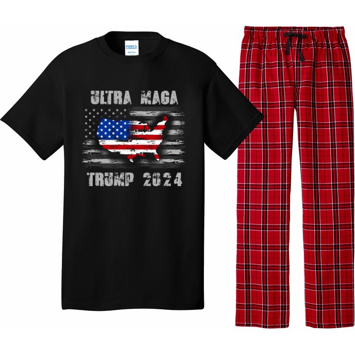 Ultra MAGA Betsy USA Flag Trump 2024 Anti Biden Pajama Set