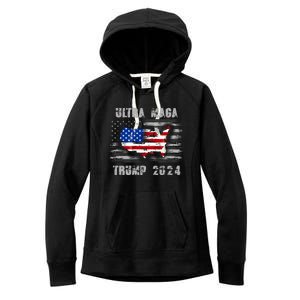 Ultra MAGA Betsy USA Flag Trump 2024 Anti Biden Women's Fleece Hoodie