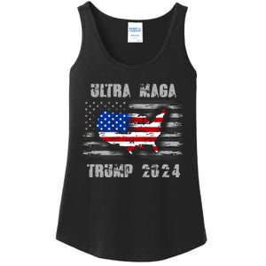 Ultra MAGA Betsy USA Flag Trump 2024 Anti Biden Ladies Essential Tank