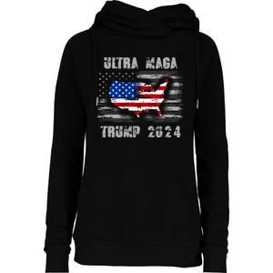 Ultra MAGA Betsy USA Flag Trump 2024 Anti Biden Womens Funnel Neck Pullover Hood