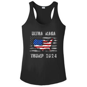 Ultra MAGA Betsy USA Flag Trump 2024 Anti Biden Ladies PosiCharge Competitor Racerback Tank