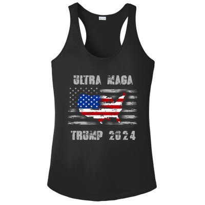 Ultra MAGA Betsy USA Flag Trump 2024 Anti Biden Ladies PosiCharge Competitor Racerback Tank