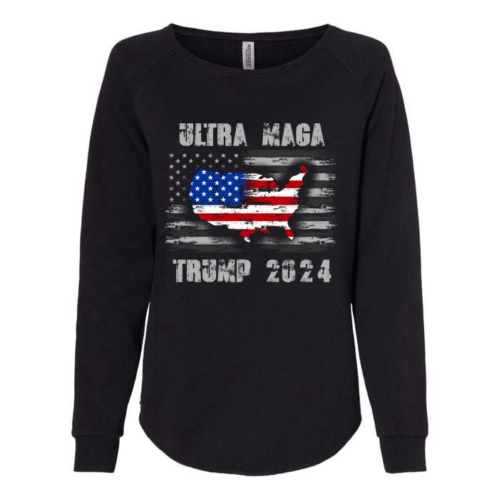 Ultra MAGA Betsy USA Flag Trump 2024 Anti Biden Womens California Wash Sweatshirt