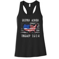 Ultra MAGA Betsy USA Flag Trump 2024 Anti Biden Women's Racerback Tank