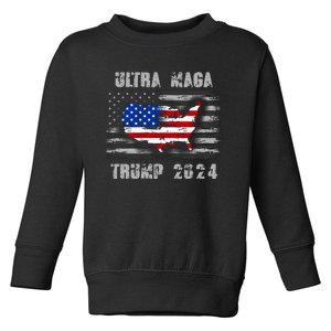 Ultra MAGA Betsy USA Flag Trump 2024 Anti Biden Toddler Sweatshirt