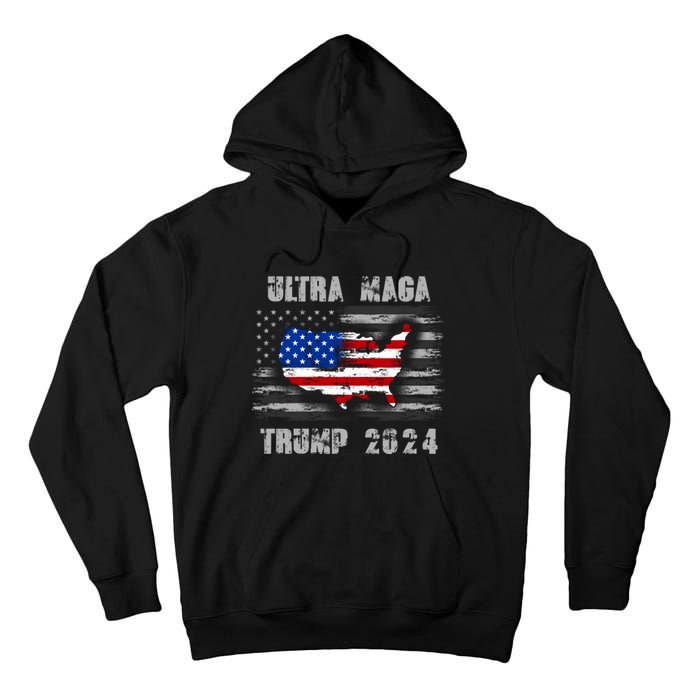 Ultra MAGA Betsy USA Flag Trump 2024 Anti Biden Tall Hoodie