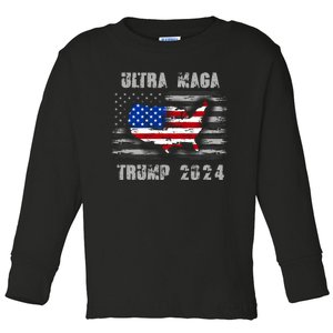 Ultra MAGA Betsy USA Flag Trump 2024 Anti Biden Toddler Long Sleeve Shirt