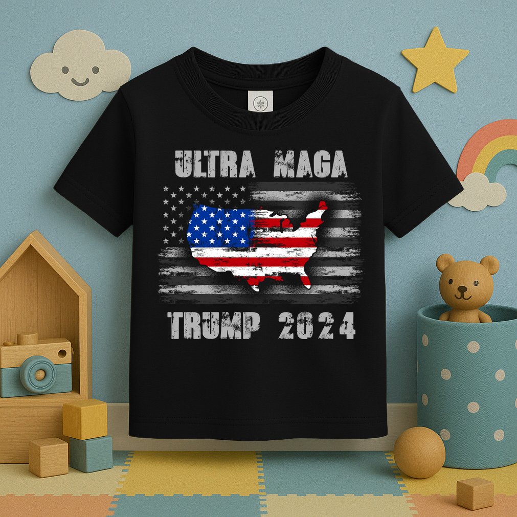 Ultra MAGA Betsy USA Flag Trump 2024 Anti Biden Toddler T-Shirt