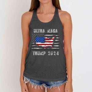 Ultra MAGA Betsy USA Flag Trump 2024 Anti Biden Women's Knotted Racerback Tank